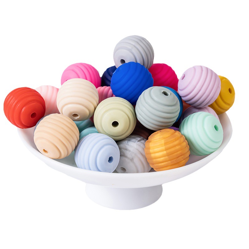 Carefully Selected Cross-Border Hot Silicone Beads Baby Teether 15mm Food Grade Silicone Kidsren's Beads DIY Pacifier Chain Wholesale