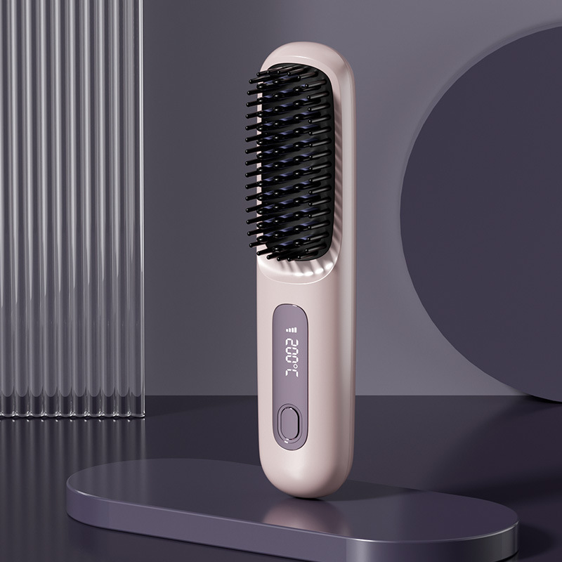 New cross-border LCD wireless hair comb charging ceramic electronic comb MINI hair straightener portable hair comb