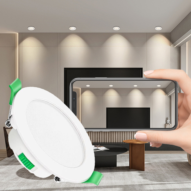 Three-gear dial downlight three-color dimming downlight 7W cross-border hot-selling CE certification embedded anti-glare downlight