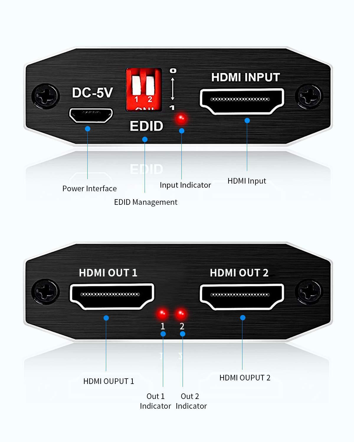 HDMI2.0 distributor 1 minute 2 1 in 2 out support Scaler4K60HZ with cracking HDCP2.34KHDR