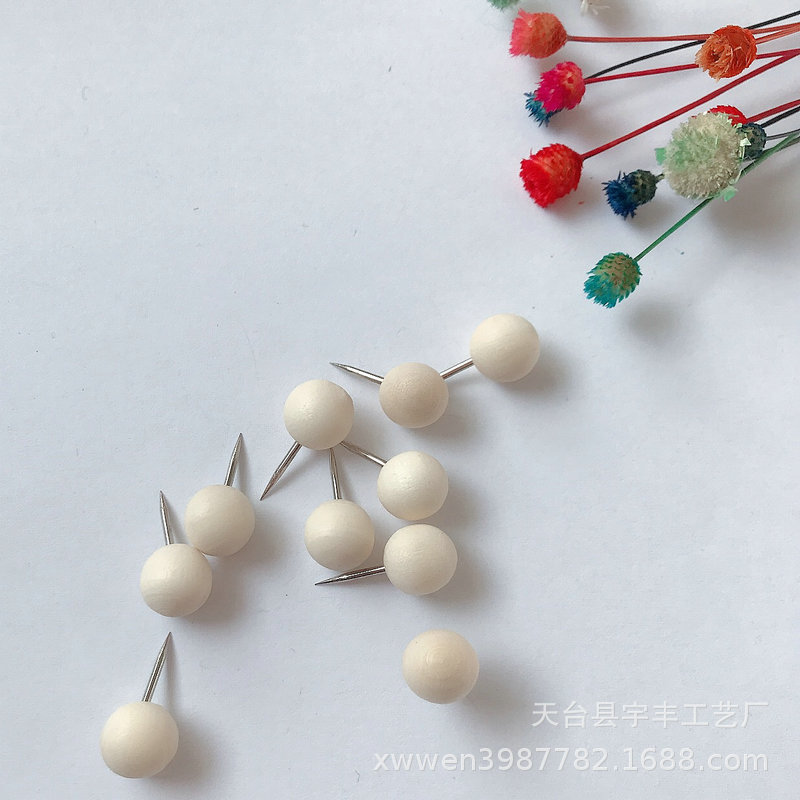 Log Ball Nails, Solid Wood I-Shaped Nails, Creative Thumbtacks, Cork Board Nails, Spherical Nails, Art Nails, Wall Nails Wholesale