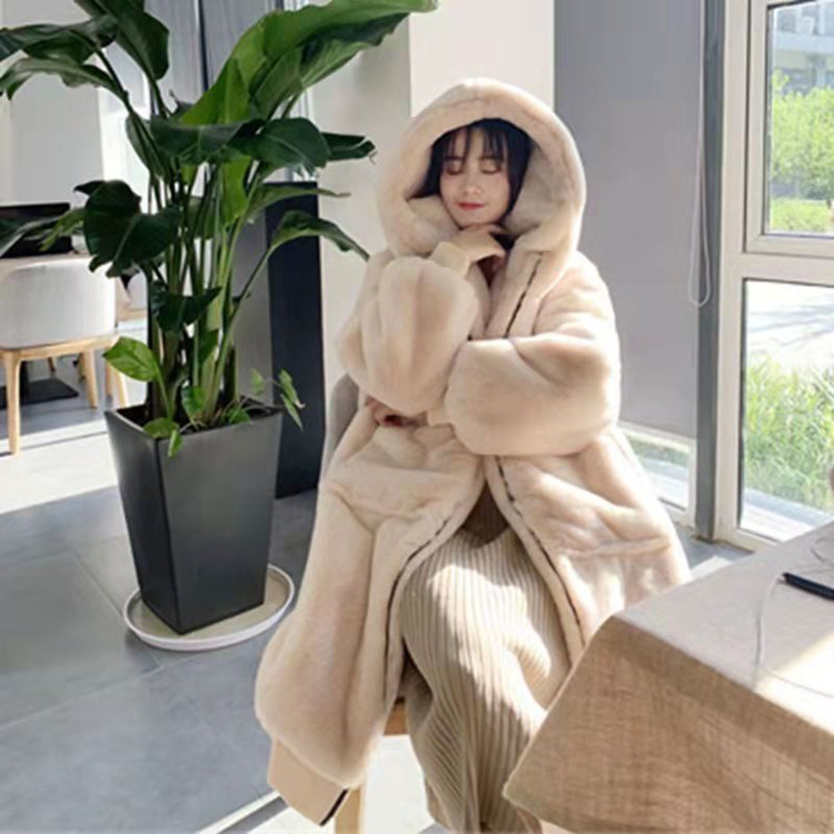 Свободное плюшевое пальто для женщин, искусственное меховое пальто, утолщенное, средней длины, с капюшоном, для осени и зимы