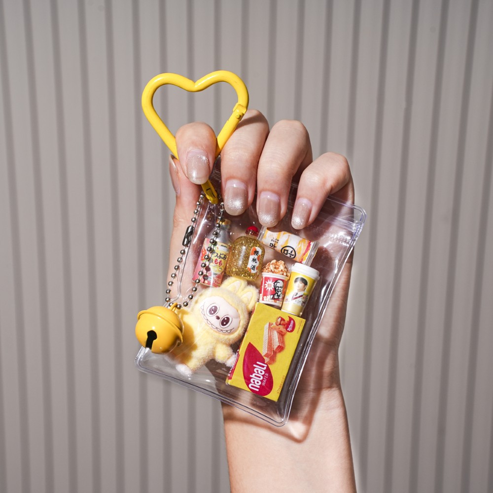 Original Flocked Mini Labubu Cute Baby Walking Bag School Bag Pendant Cute Keychain Gashapon Bag