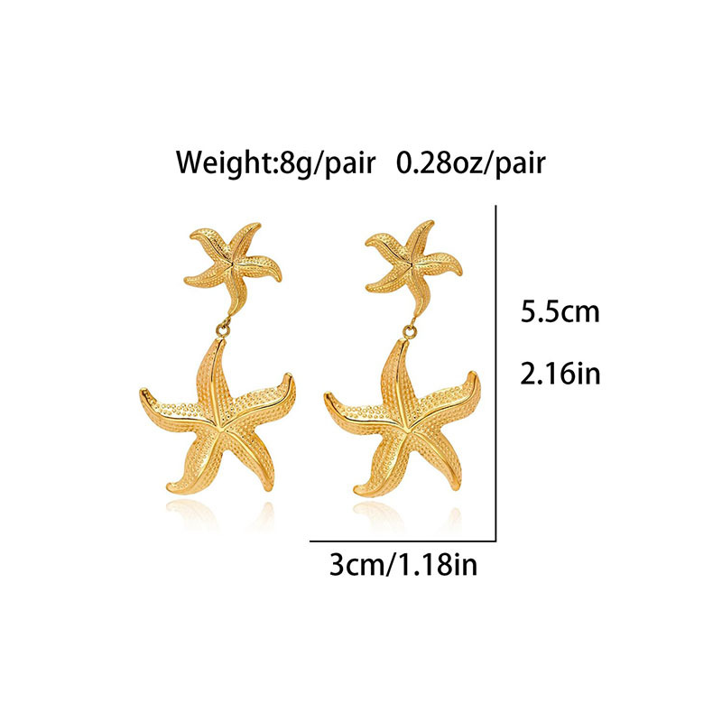 European and American Cross-Border Retro Simple Ocean Stainless Steel Earrings Fashion Ins Elegant Starfish Accessible Luxury High-End Jewelry