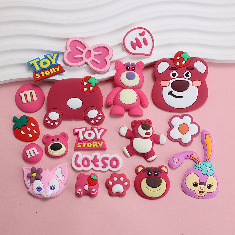Cartoon strawberry bear DIY soft glue accessories cream glue mobile phone shell hole shoes water Cup hairpin jewelry accessories material