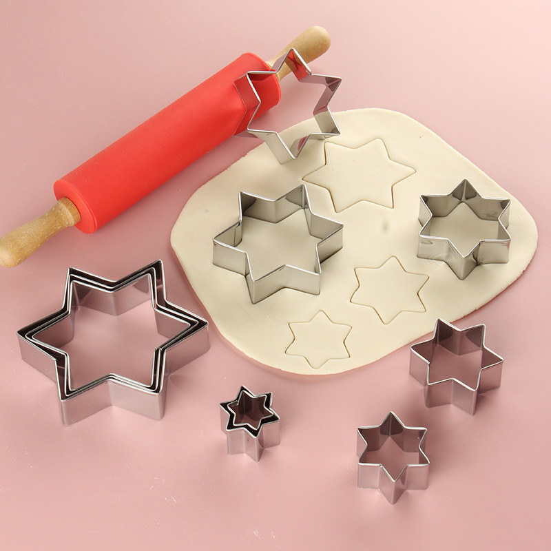 Cross-Border Exclusive Christmas Tree Six-Star Cookie Mold Set of Ten Pieces Cookie Cutter DIY Baking Mold