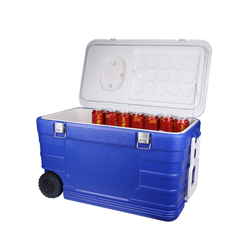 52L heat preservation refrigerator with trolley wheel milk fast food delivery cold and warm box sea fishing box cold chain box