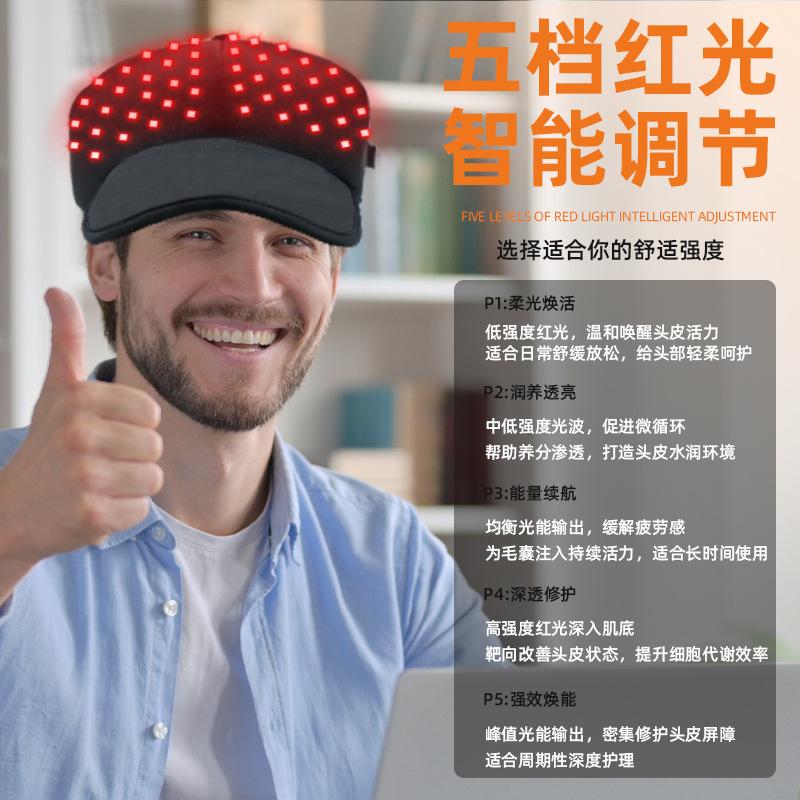 Amazon Hot Red Hair Care Hat to Prevent Hair Loss Dual Band Timed 24W Head Infrared Hat