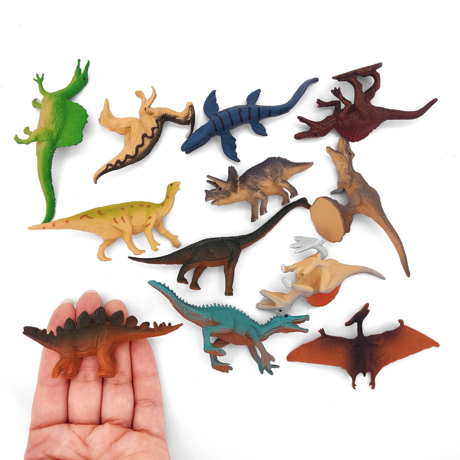 Medium Painted Dinosaur 12 Simulation Model Children's Toy Solid Soft Rubber Pterosaur Canglong Pterosaur Set Cross-border
