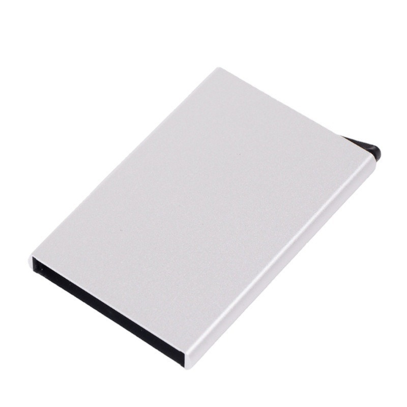 Carbon fiber metal aluminum alloy credit card case business card case automatic leather card holder card holder wallet anti-degaussing RFID