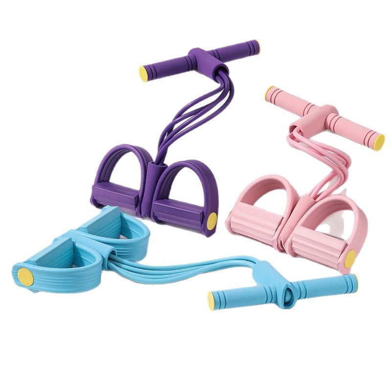 Six-Tube Pedal Tensioner Sit-Ups Auxiliary Tension Rope Home Female Yoga Fitness Waist and Abdomen Trainer