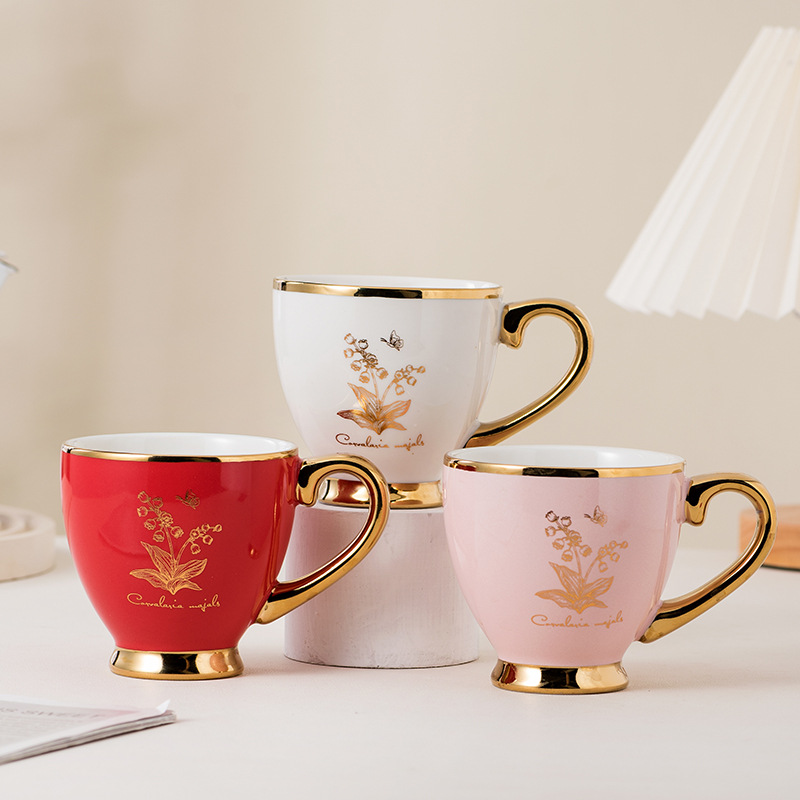 Creative Light Luxury Electroplated Ceramic Cup Home Office Afternoon Tea Restaurant Coffee Cup Souvenir Cup Mug