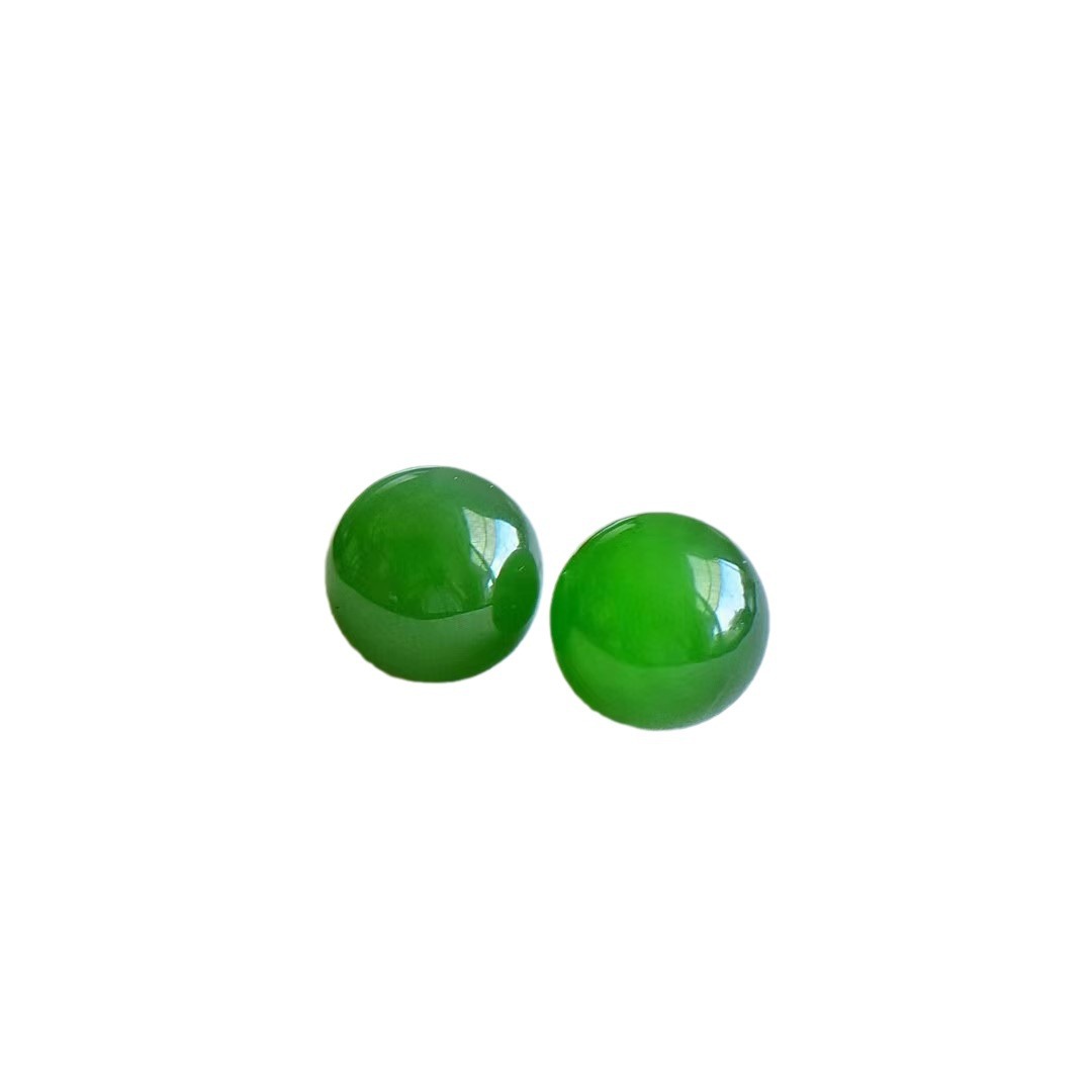 high quality round natural green chalcedony earrings Joker classic green chalcedony earrings factory wholesale fashion new