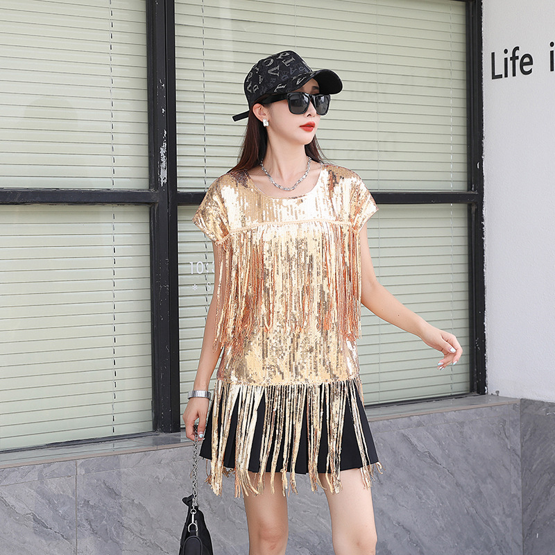 Popular Jazz Dance Clothing t Stage Tassel Sequins Cool Model Fashion Technology Sense Sequin Performance Clothing Catwalk Fashion Clothing