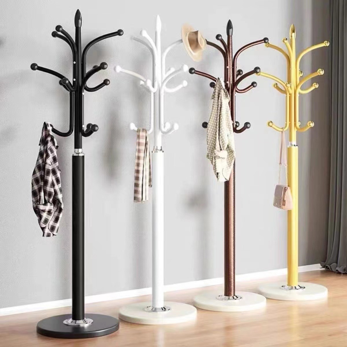 Wrought Iron Coat Rack Floor-standing Bedroom Hanger Living Room Simple Clothes Rack Wardrobe Household