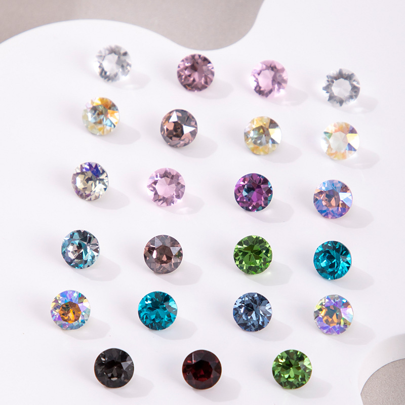 Sparkling Nail Art Jewelry Diamond Shi Yue Surface Round Diamond Pointed Bottom 33 Faceted Sparkling Glass Diamond Nail Stickers Accessories Diamond Wholesale
