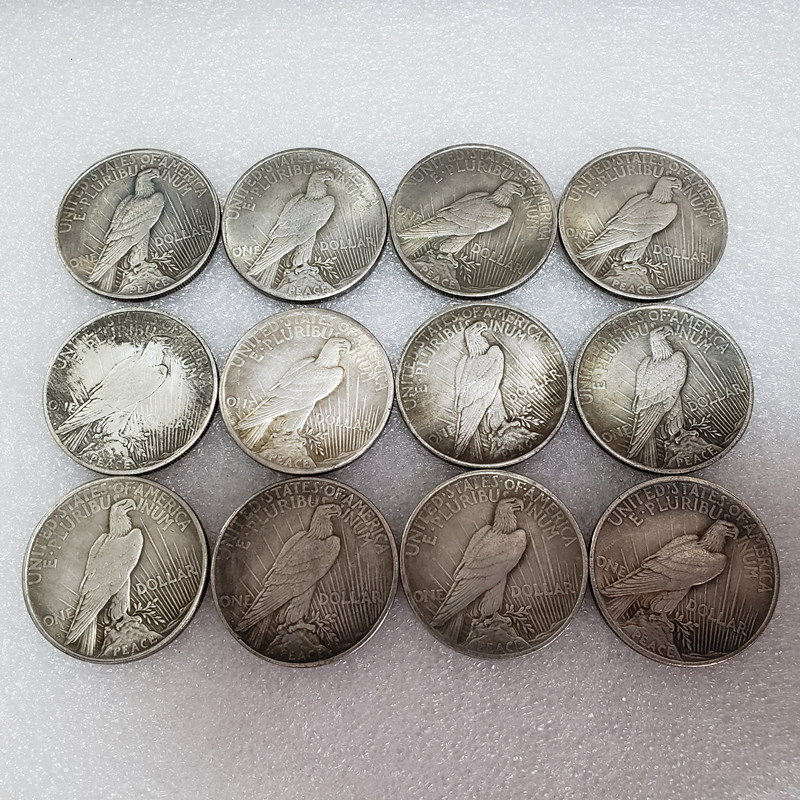 Antique Crafts 12 American Goddess Peace Yuan Foreign Trade Commemorative Coins Silver Dollar