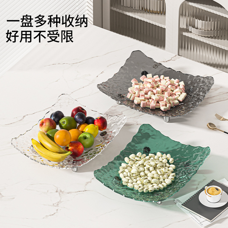 Light Luxury Style High Beauty Value Home Living Room Coffee Table Fruit Snacks Dried Fruit Candy Storage Plate Plastic Fruit Plate Fruit