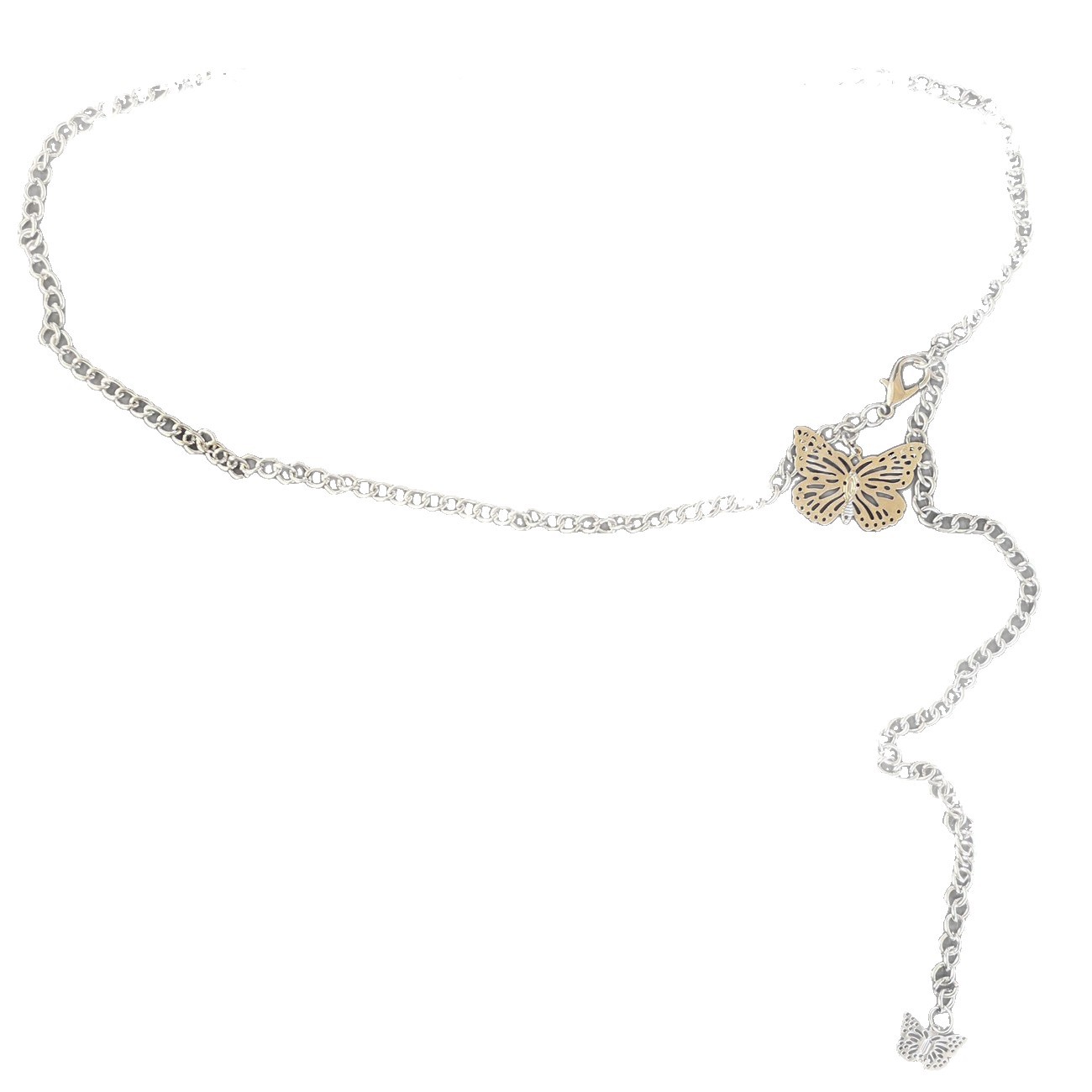 Bohemian Retro Silver Metal Butterfly Waist Chain Women's Niche High-End Belt Accessories Ethnic Style with Skirt