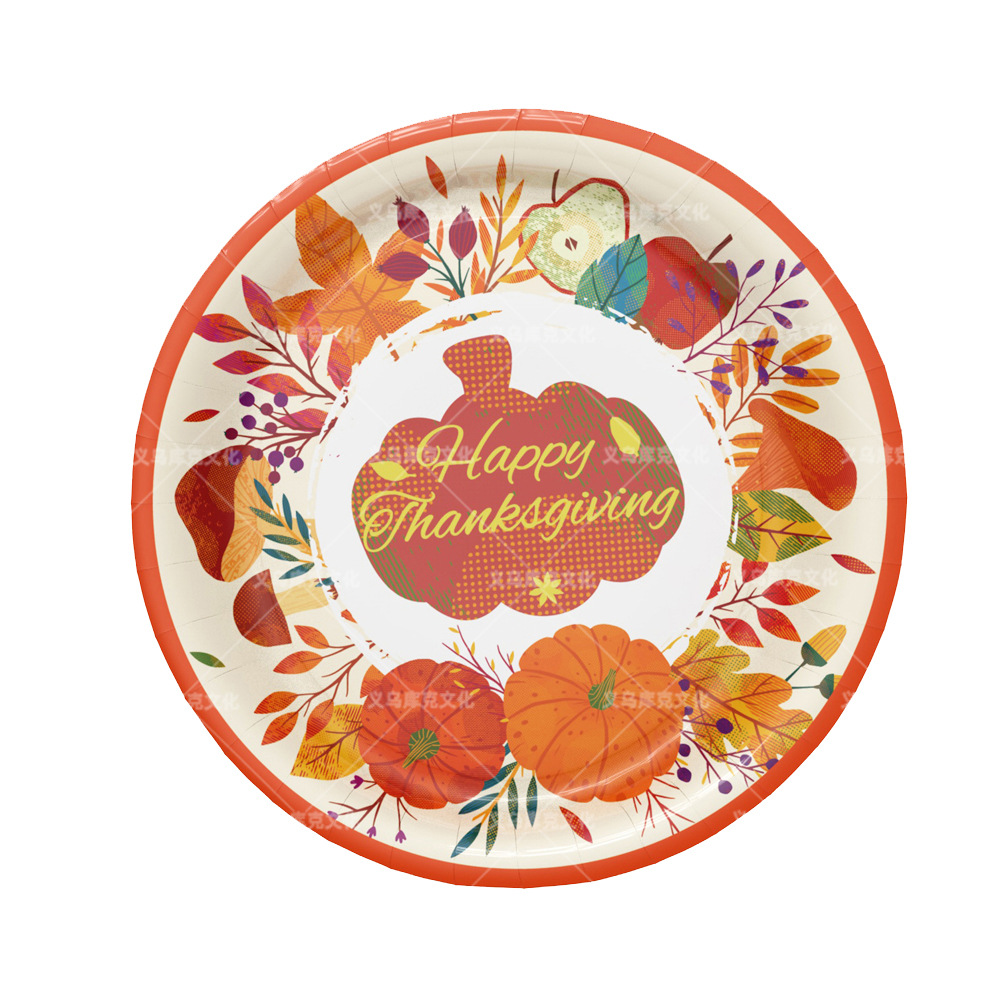 Thanksgiving Party Theme Thankgiving Disposable Paper Tray Paper Cup Tissue Birthday Products Decoration Set