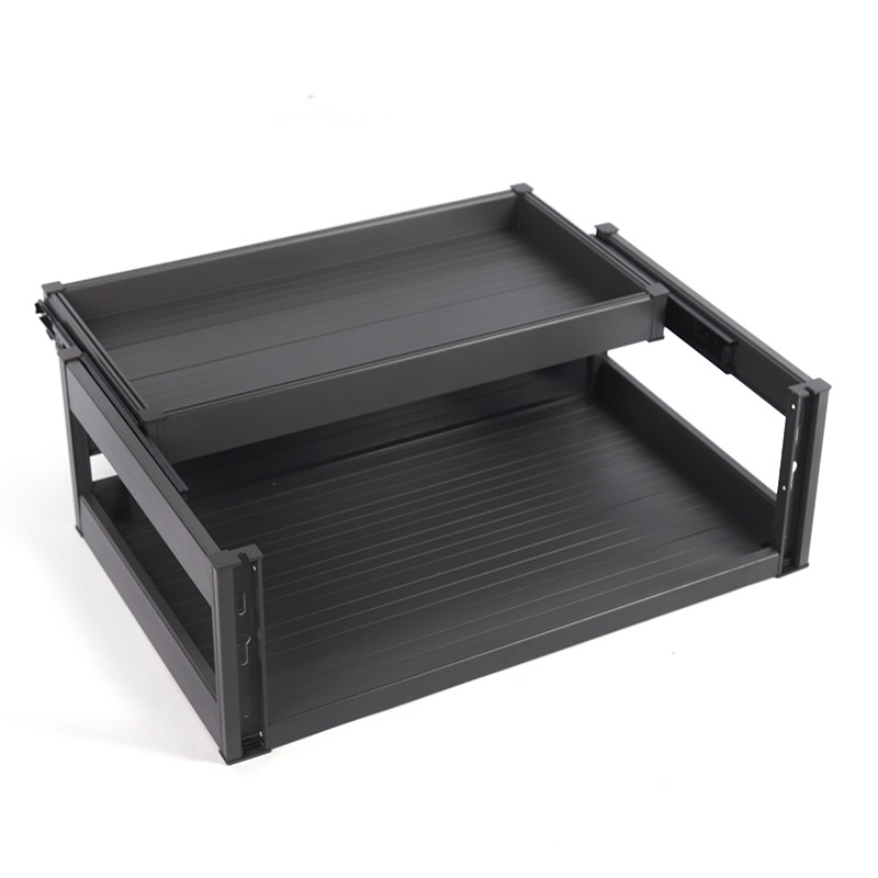 Manufacturer Wholesale Kitchen Cabinet Pull Basket Drawer Open-Door Two-Layer Aluminum Alloy Dish Drawer Medium Drawer Deepened Pull Basket
