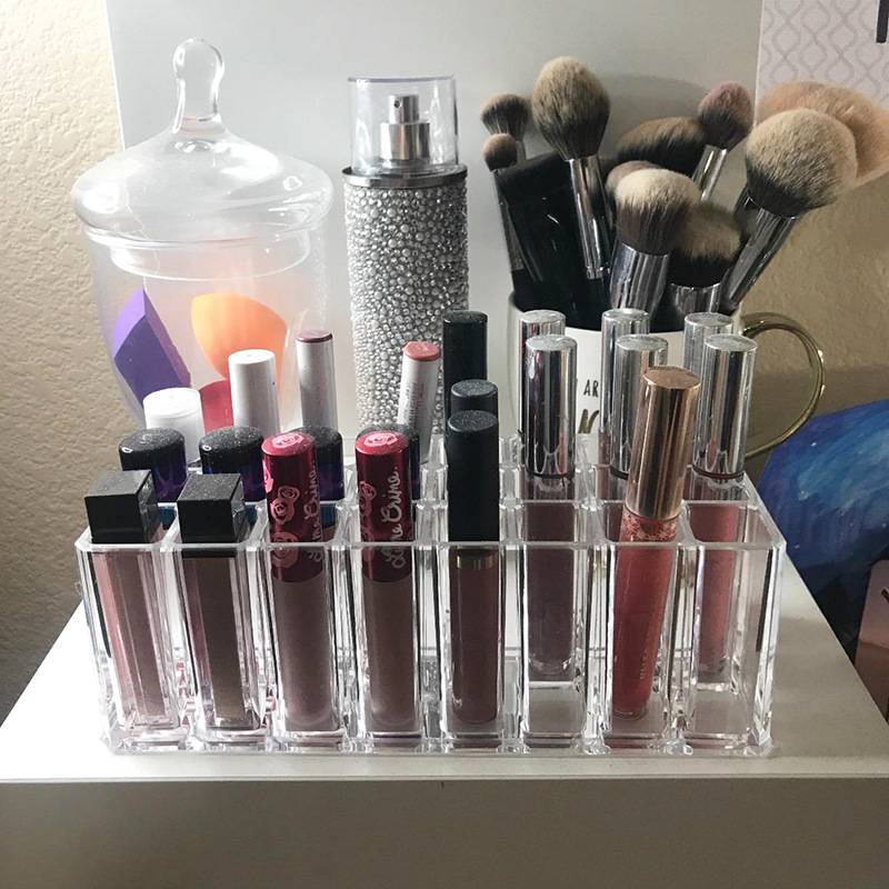 Amazon's Hot New Product 24-Grids Lipstick Box Acrylic Transparent Makeup Brush Eyebrow Pencil Lip Gloss Perfume Storage Box