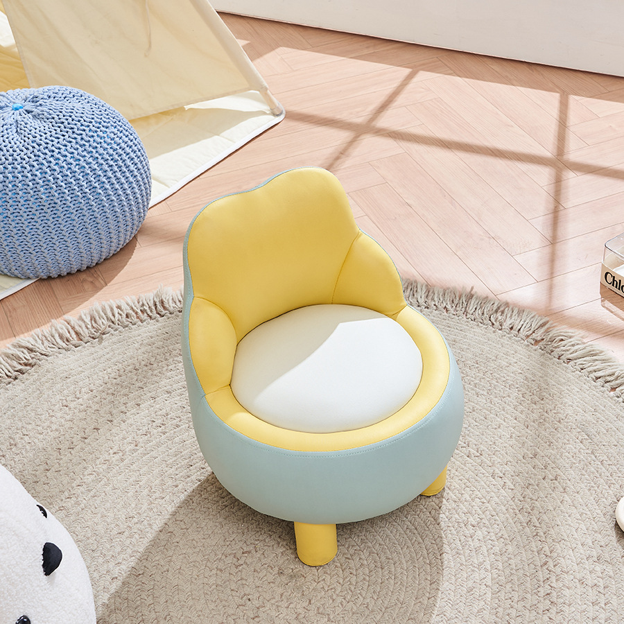 Factory straight hair high quality flower children's sofa chair technology cloth solid wood frame single sofa reading corner sofa
