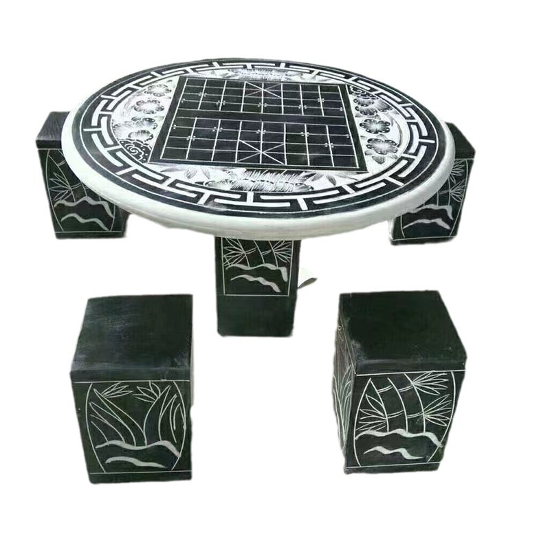 Outdoor Garden Courtyard Stone Table Stone Stool Marble Round Table Square Table Pavilion Park Community Outdoor Seat Stone Table Stool