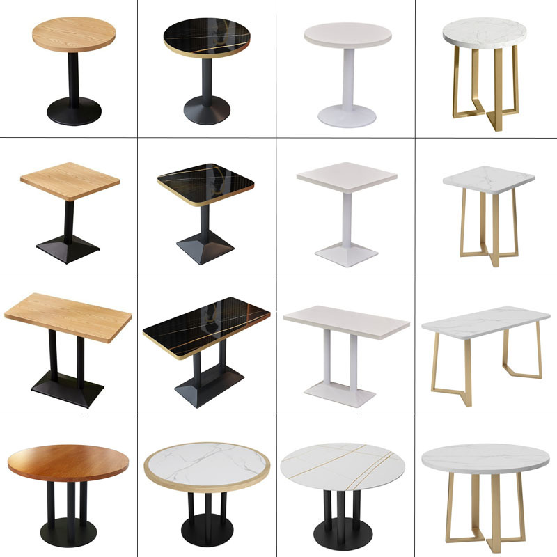 Casual Coffee Western Restaurant Milk Tea Shop Table and Chair Imitation Marble Rock Board Table Fast Food Restaurant Canteen Solid Wood Dining Table and Chair