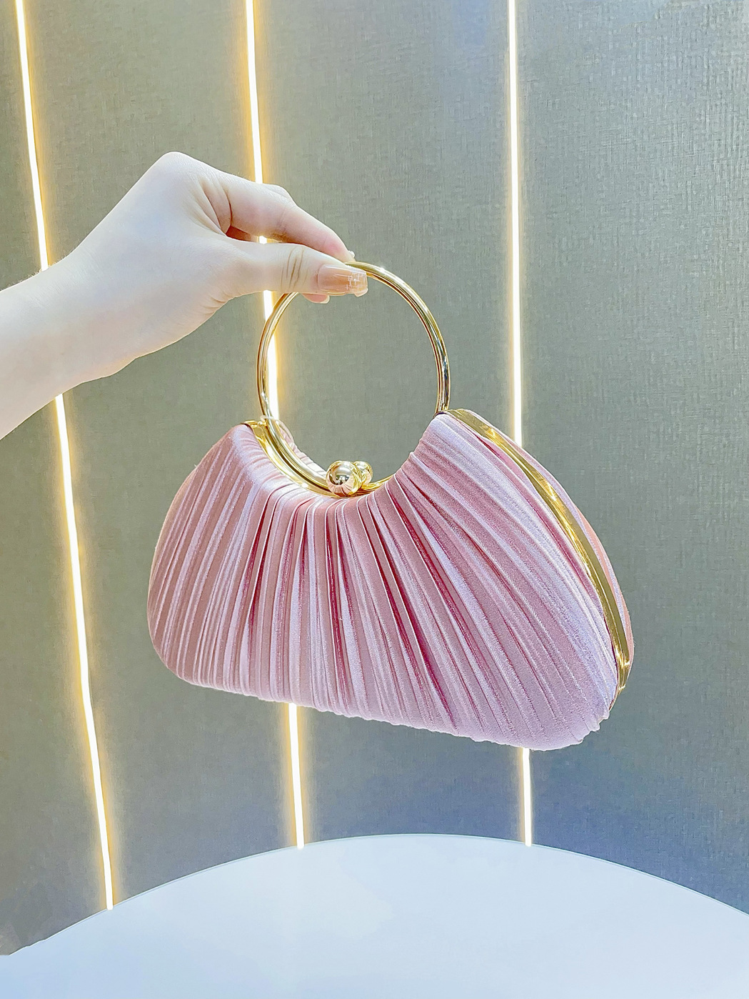 New Cross-border Handbag Pleated Evening Bag Small Handbag KTV Princess Celebrity Banquet Shoulder Crossbody Handbag