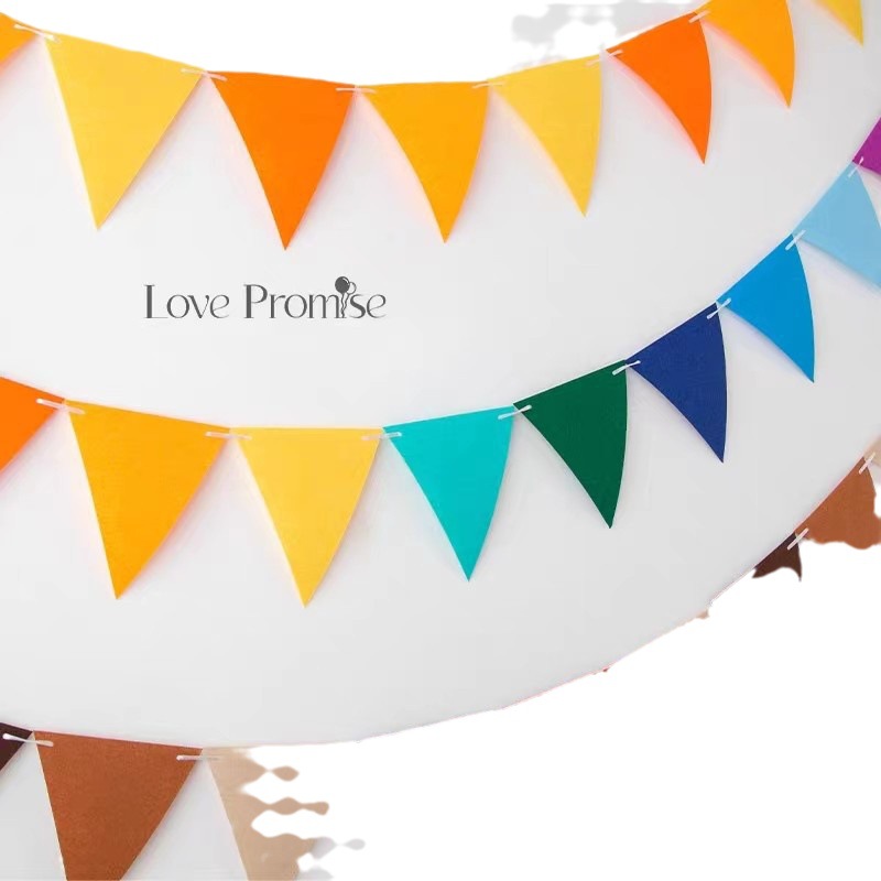 Triangle Decoration Felt Bunting Baby Birthday Party Flower Kindergarten Birthday Christmas Halloween Scene