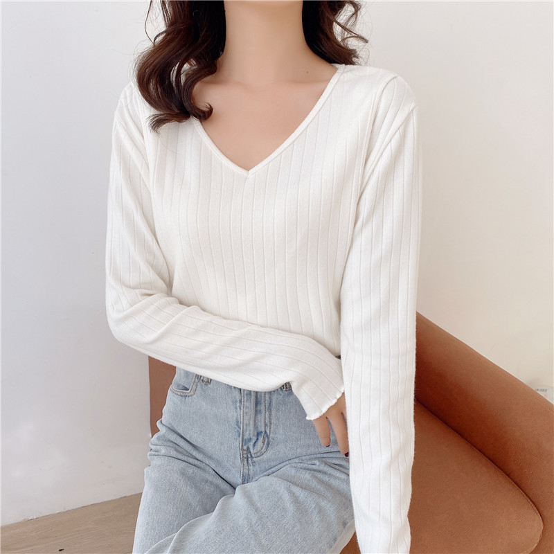 Breastfeeding Bottoming Shirt, Postpartum Breast Clothing with V Neck Top, Spring & Fall Long-Sleeved Outer Wear, Breastfeeding Clothes, Hot Mom Style Cotton
