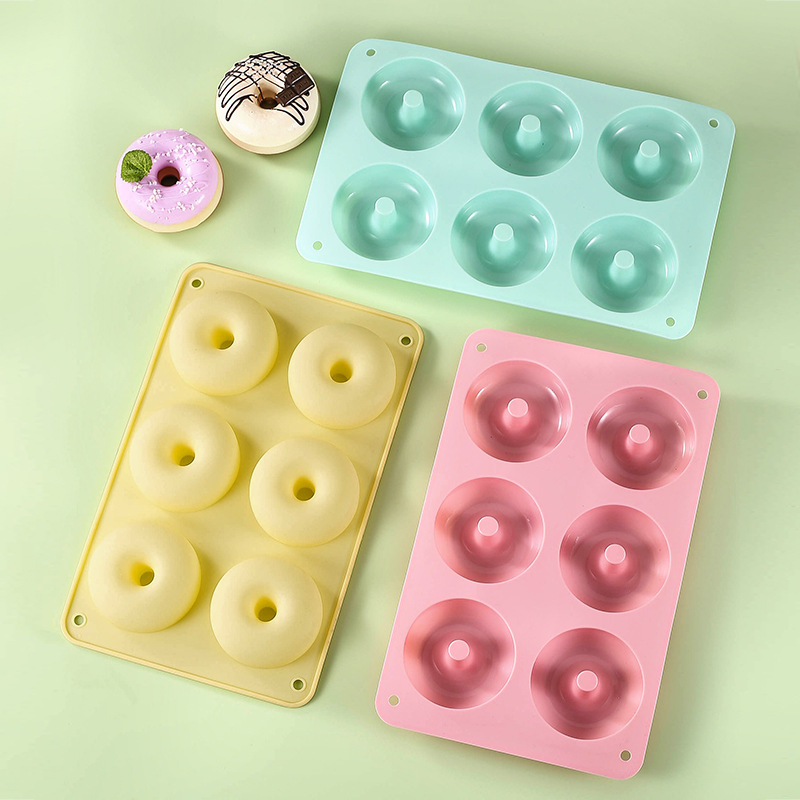 6 even food grade silicone donuts macaroon color round donut mold cookies baking tools