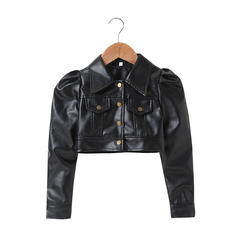 New Spring and Autumn Short Fashion Fashion Leather Jacket Children's Fashionable Handsome Biker Clothing Casual PU Leather Jacket