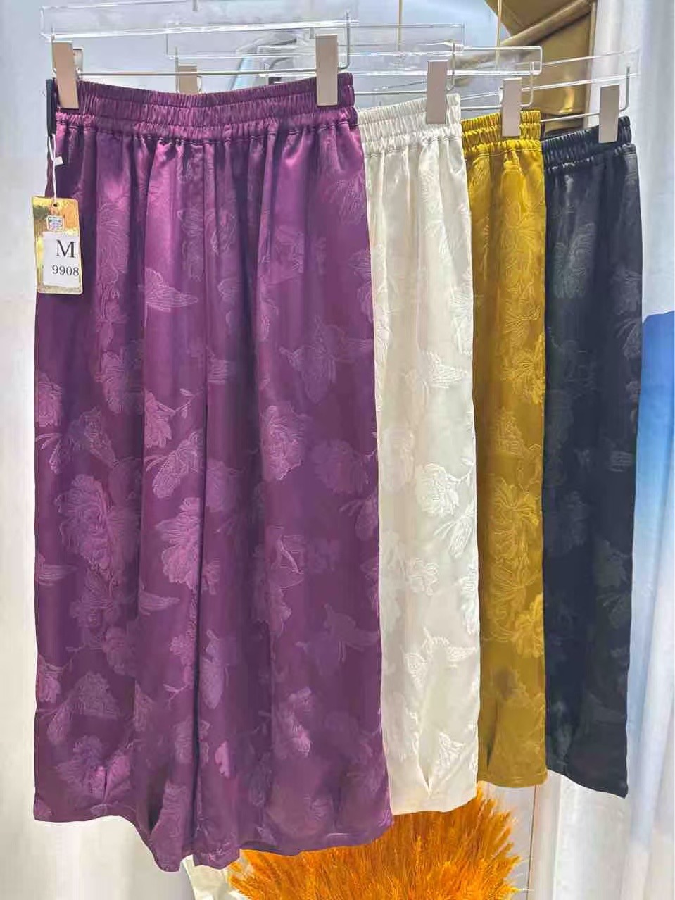 Новые широкие брюки с жаккардом в китайском стиле, летние, из вискозы, тонкие, драпированные