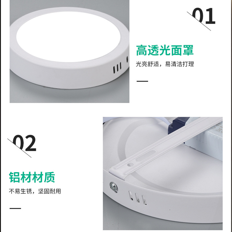 Customized Cross-Border Surface-Mounted Panel Light Round Square Ultra-Thin White Home Hotel Engineering Ceiling Flat Panel Light