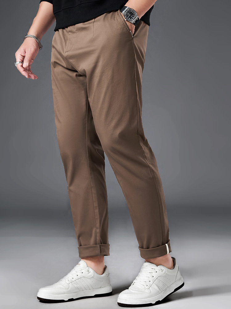 3057 plus size bottoms spring and summer new work commuter versatile belt straight plus size men's casual pants