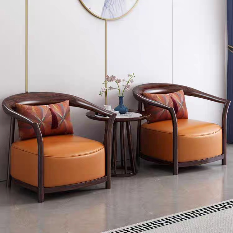 New Chinese Style Ebony Wood Leisure Chair, Armchair, Three-Piece Set, Large Living Room Solid Wood Sofa Chair, Balcony Chair, Reception Chair