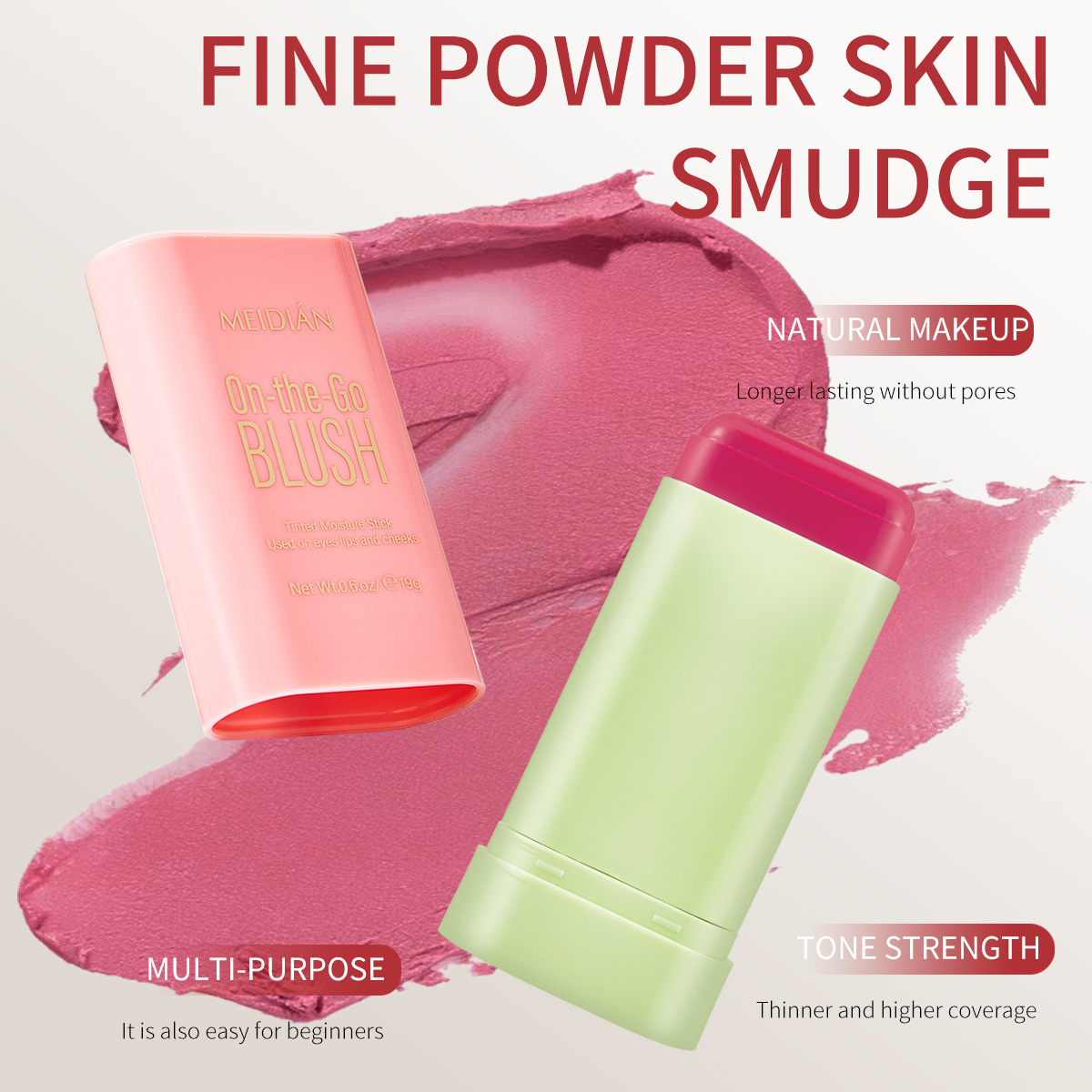 [Foreign trade exclusive] charm blush stick natural nude makeup repair brightening and showing complexion 19g rouge blush wholesale