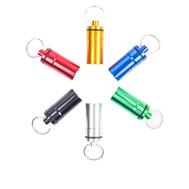Aluminum Alloy Medicine Cartridge Keychain Portable Metal Can Sealed Aluminum Alloy Can Waterproof Storage Box