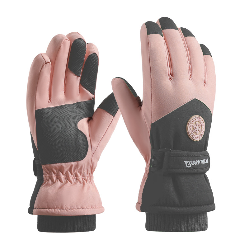Touchscreen Winter Ski Gloves for Women with Anti-Lost Buckle, Outdoor Cold-Proof, Thickened and Fleece-Lined, Cycling Warm Gloves Wholesale