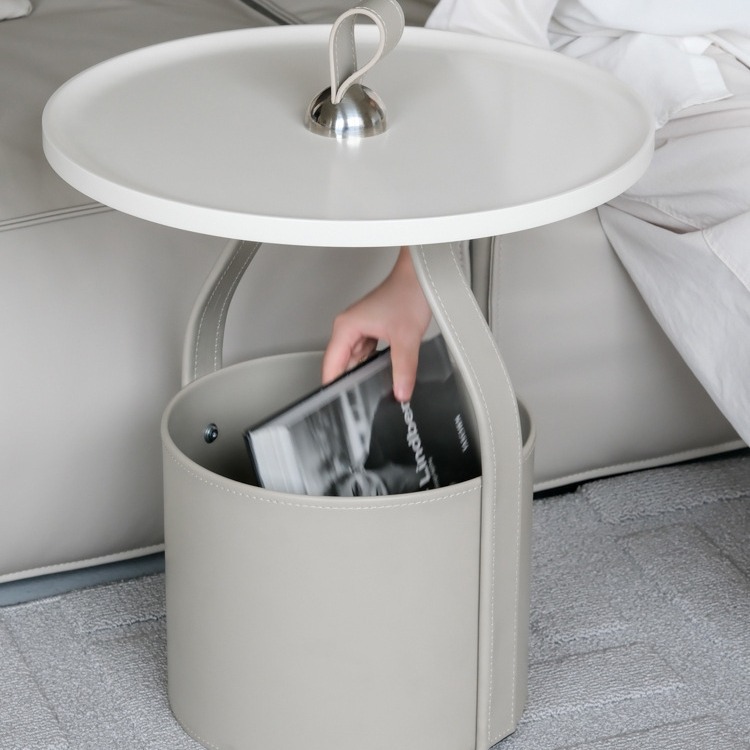 Итальянский минималистичный столик из седельной кожи, креативный переносной боковой столик, легкая роскошь, высококачественный дизайнерский столик для хранения