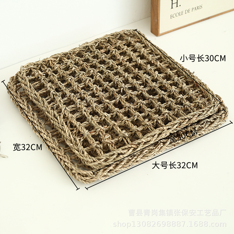 Straw Pet Mat Handmade Straw Mat Parrot Grinding Net Cat and Dog Pet Mat Lizard Hammock Pet Climbing Net