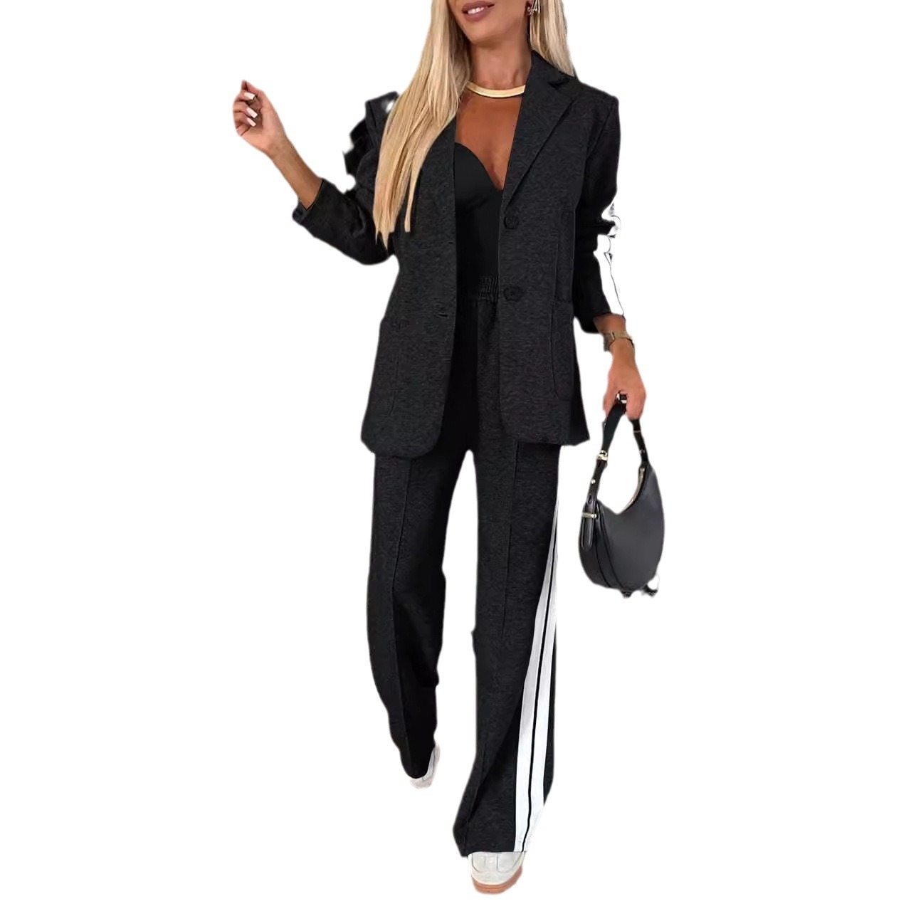 2024 cross-border independent station Europe and the United States foreign trade new_autumn and winter ladies long sleeve lapel casual suit suit
