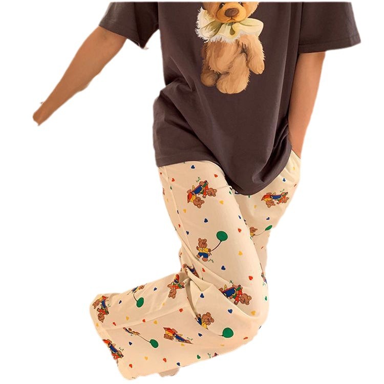 Walking Pants Cartoon Balloon Bear Pajama Pants for Women Spring & Fall New Home Summer Air-Conditioned Pants Loose Casual Pants
