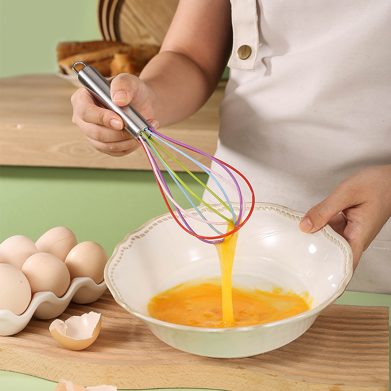 Manual Stainless Steel Handle Silicone Multi-use Egg Beater Cake Cream Beater Hand Mixer Baking Tool
