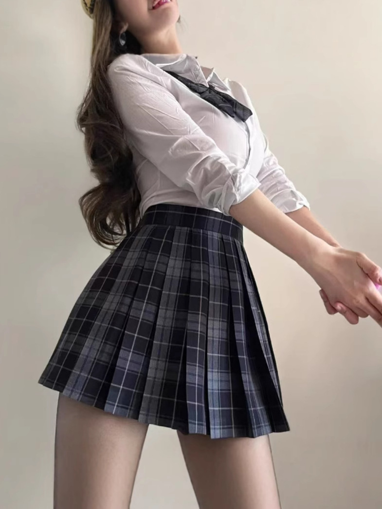 Hot Girl Jk Plaid Pleated Skirt with Waist-Cinching Design, Preppy Style, Unique Slim Fit, High-Waisted and Versatile