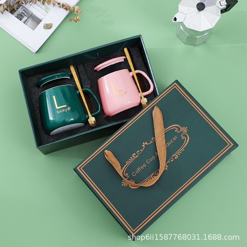 Creative Couple Ceramic Cup Gift Box suit Practical Wedding Bridesmaid Return Gift Cup Birthday Birthday Gift for Men and Women