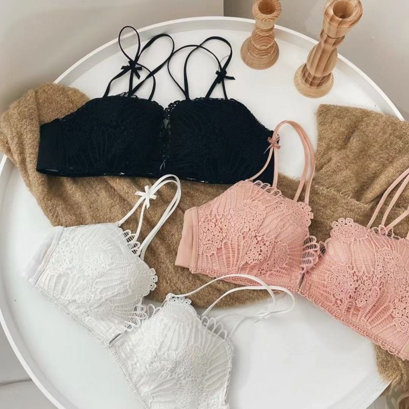 [Front Buckle] Underwear Women's Set Small Bust Push up Thickened No Steel Ring Sexy Beauty Back Bra Set