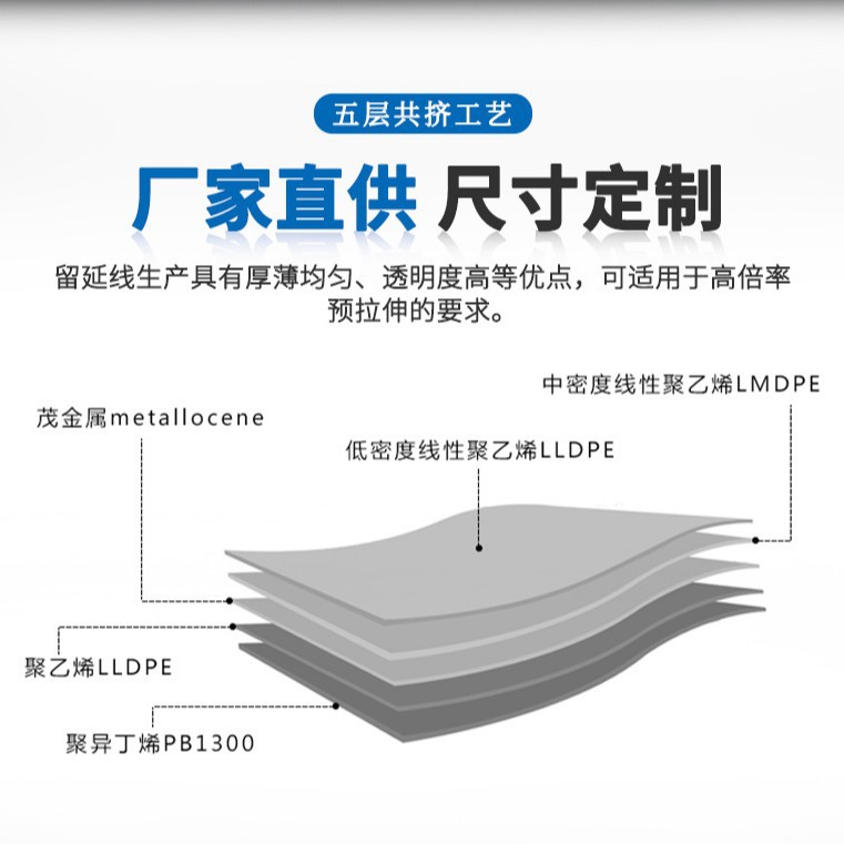 Stretch Film 50cm Wide for Factory Use Pallet Packaging Polyethylene Pe Film Industrial Self-Adhesive Transparent Stretch Film Black Film